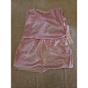 Juicy Couture Women Pajama Set M Mauve Pink Velvet Rhinestone Y2K Cozy Soft